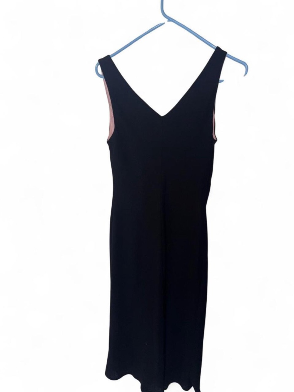 Black Slip Dress with Pink Rose Embroidery - Picture 2 of 2